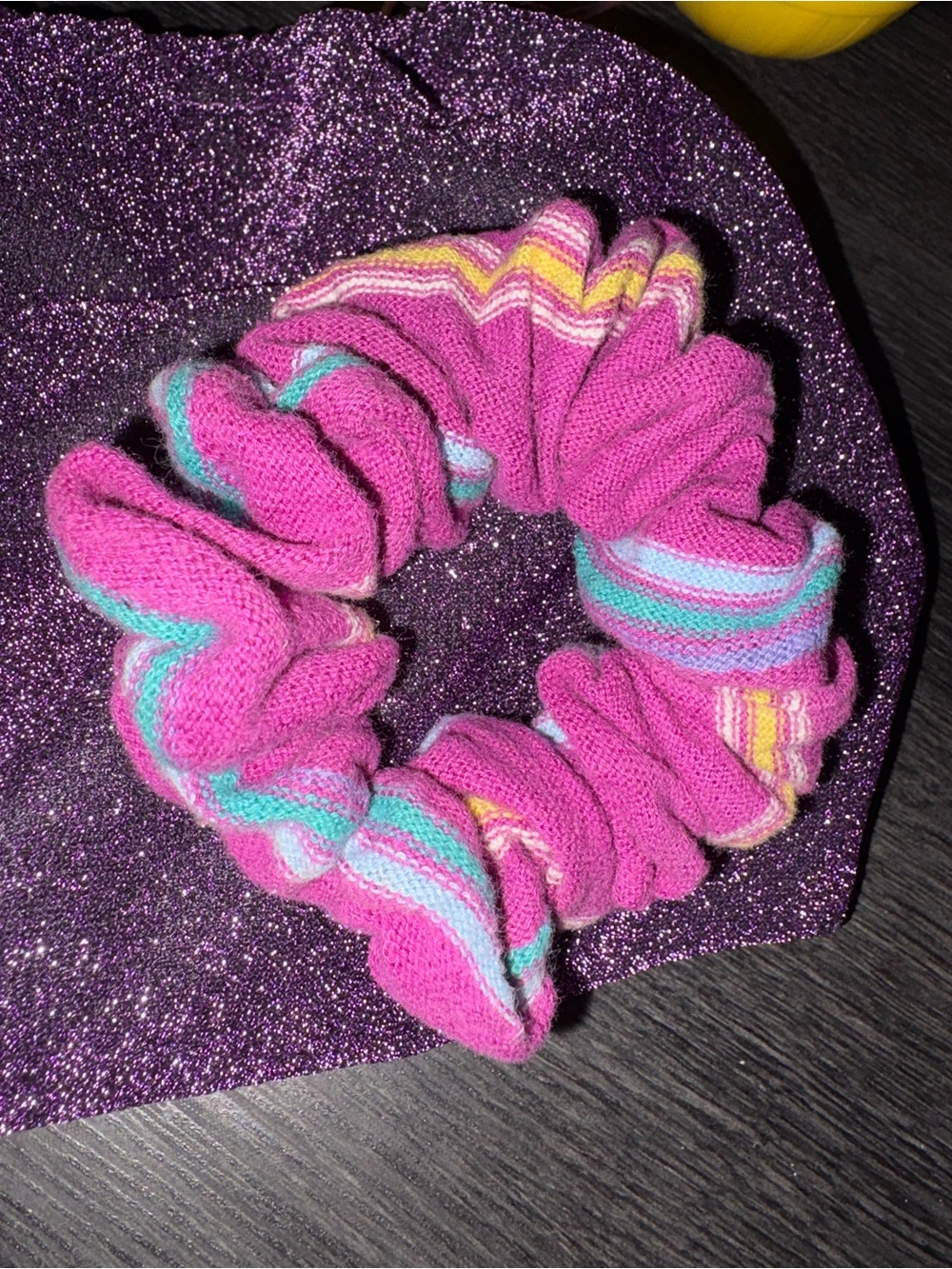 Pink Stripe Scrunchie Hair Tie